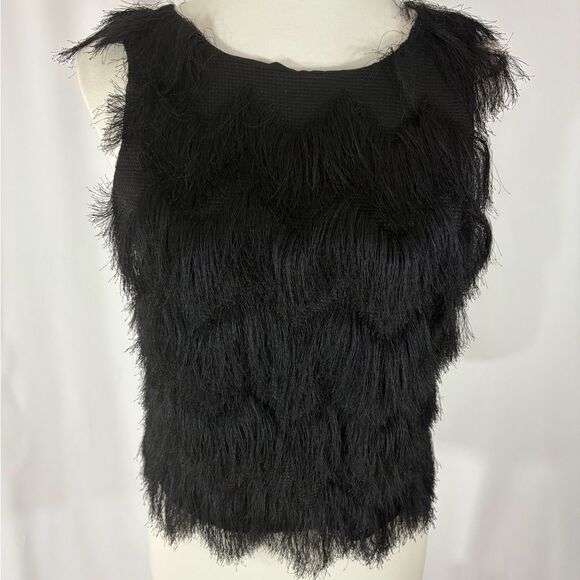 Zara Black Fringe Cropped Top - Picture 1 of 5